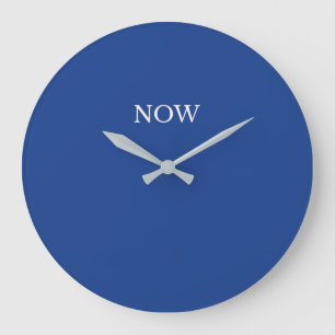 Grande Horloge Ronde Couleur unie bleu foncé Minimaliste Pleine conscie