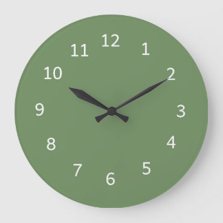 Grande Horloge Ronde Couleur vert de verre de mer Design simple et mini