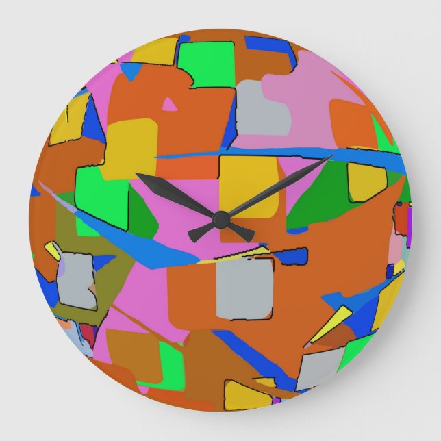Grande Horloge Ronde Couleurs Abstraites (Recto)