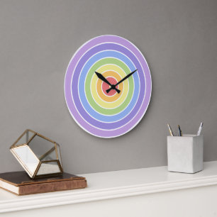 Grande Horloge Ronde Couleurs arc-en-ciel colorées modernes Motif