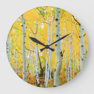 Grande Horloge Ronde Couleurs automnales des arbres d'Aspen 1