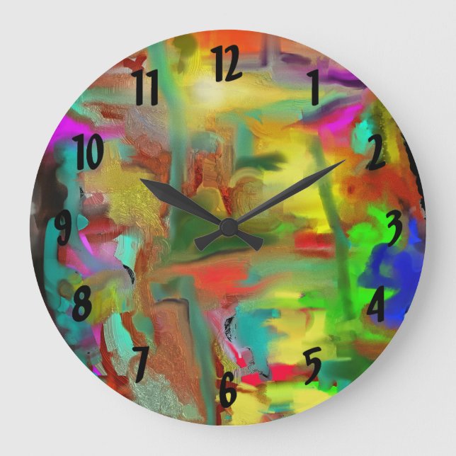Grande Horloge Ronde Couleurs de fusion Abstrait numérique avec chiffre (Recto)