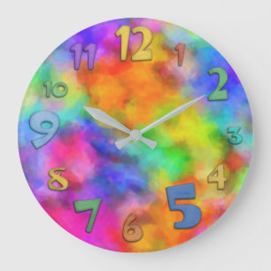 Grande Horloge Ronde Couleurs de nuage arc-en-ciel