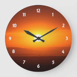 Grande Horloge Ronde couleurs du coucher de soleil