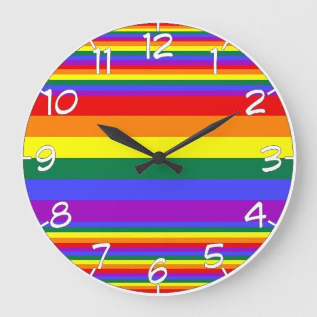 Grande Horloge Ronde Couleurs LGBT Pride (Recto)