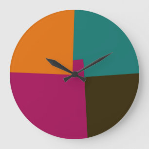Grande Horloge Ronde Couleurs modernes rétro Géométrique #8