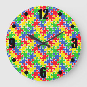 Grande Horloge Ronde Couleurs primaires lumineuses Jigsaw Puzzle Pièces