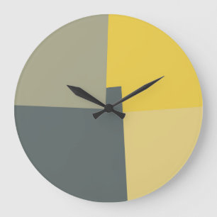 Grande Horloge Ronde Couleurs rétro modernes Géométrique N° 36