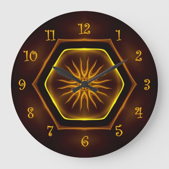 Grande Horloge Ronde Couleurs toscanes, Neon Starburst 01 Or, Maroon ~ (Recto)