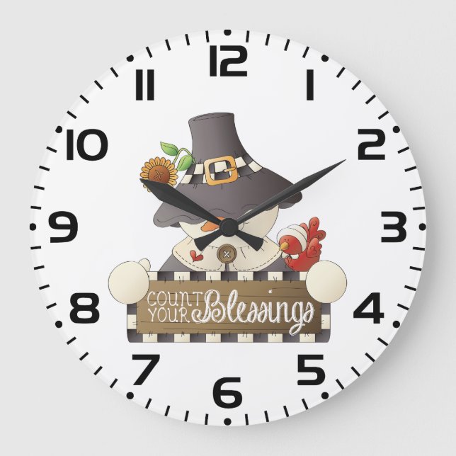 Grande Horloge Ronde Count Your Blessings Snowman Pilgrim (Recto)