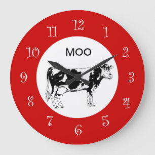 Grande Horloge Ronde Country Cow Kitchen Wall Clocks
