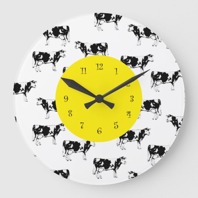 Grande Horloge Ronde Country Cow Kitchen Wall Clocks (Recto)
