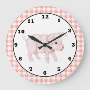 Grande Horloge Ronde Country Pig Cartoon wall clock
