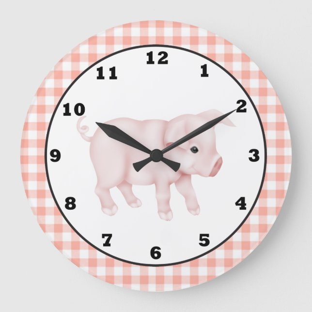 Grande Horloge Ronde Country Pig Cartoon wall clock (Recto)