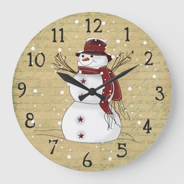 Grande Horloge Ronde Country Snowman Clock (Recto)