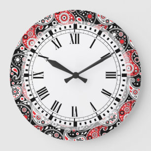 Grande Horloge Ronde Country Western Farm Bandana Paisley Kitchen