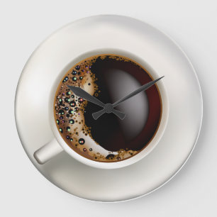 Grande Horloge Ronde Coupe de café noir