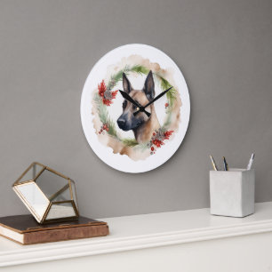 Grande Horloge Ronde Coupe de Fête de la couronne de Noël Malinoi