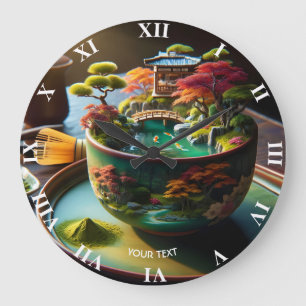 Grande Horloge Ronde Coupe du paysage japonais Imaginaire mignonne