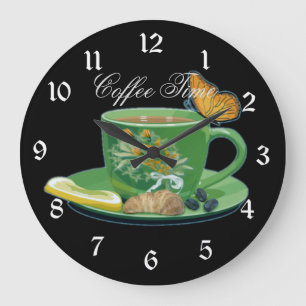 Grande Horloge Ronde Coupe et soucoupe Time Café