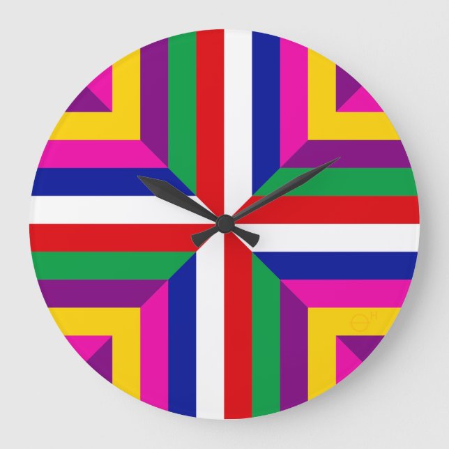 Grande Horloge Ronde Coupe transversale d'une étoile – Rouge/Blanc – Éq (Recto)