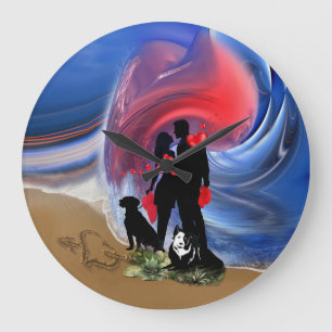 Grande Horloge Ronde Couple de Saint Valentin
