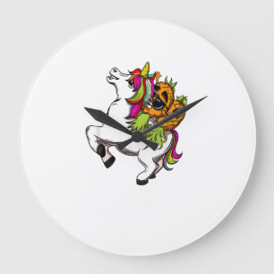 Grande Horloge Ronde Couple échangiste ananas Balançant Sur Un Licorne 