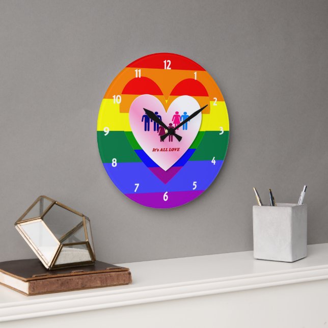 Grande Horloge Ronde Couples à l'intérieur de la All Love Pride Coeur (Bureau)