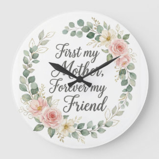 Grande Horloge Ronde Couronne botanique romantique Cadeau de citation d