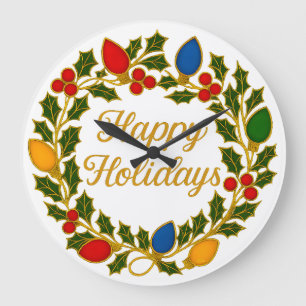 Grande Horloge Ronde Couronne de fêtes de fin d'année Lumières de Noël