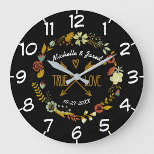 Grande Horloge Ronde Couronne florale d'automne pour anniversaire de ma