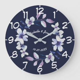 Grande Horloge Ronde Couronne florale romantique pour anniversaire de m