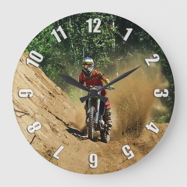 Grande Horloge Ronde Course du champion de Motocross Dirt-Bike (Recto)