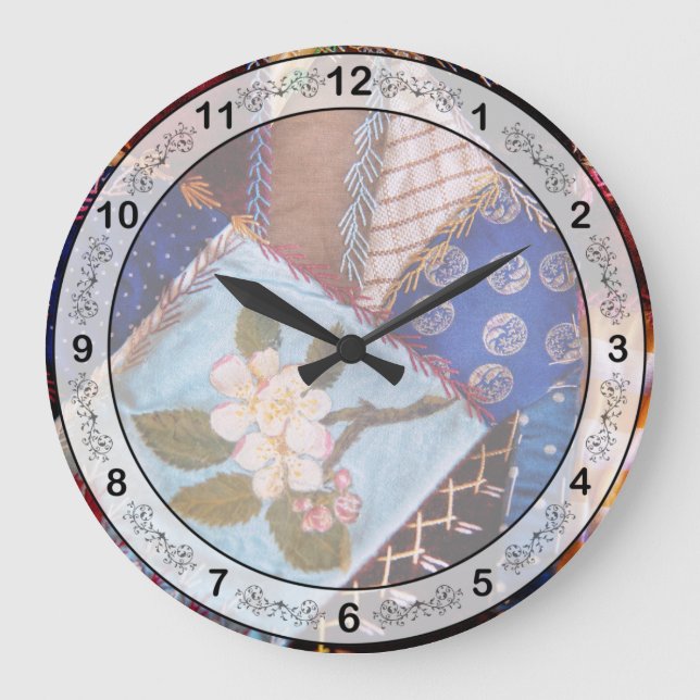 Grande Horloge Ronde Couture - Patchwork - Courtepoint de grand-mère  (Recto)