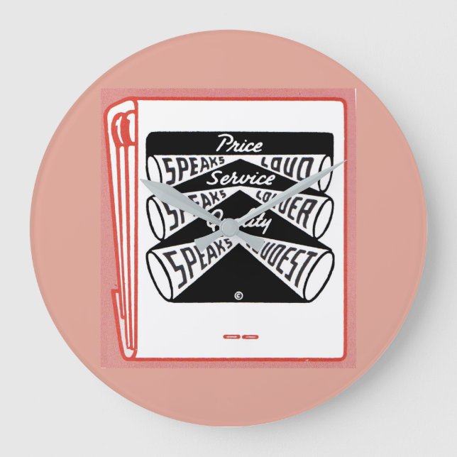 Grande Horloge Ronde couverture de vieux matchbook Prix Speds Loud (Recto)