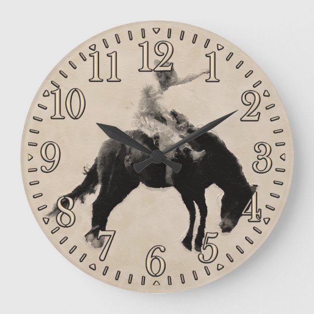 Grande Horloge Ronde Cowboy du rodéo de Bronco (Recto)