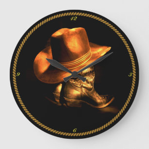 GRANDE HORLOGE RONDE COWBOY HAT & BOOTS