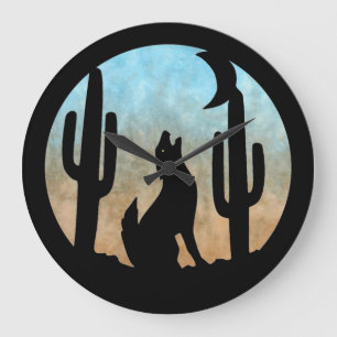 Grande Horloge Ronde Coyote Moon Wall Clock