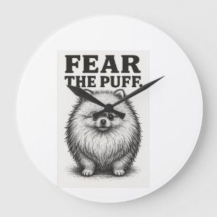 Grande Horloge Ronde Craignez Le Puff � Chien Drôle et Fluffy d'Avertis