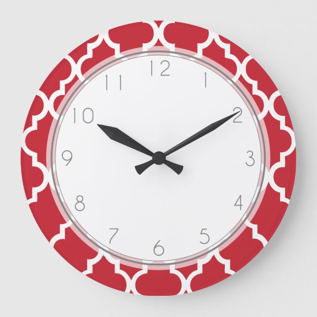 Grande Horloge Ronde Cranberry Red Quatrefoil Pattern (Recto)