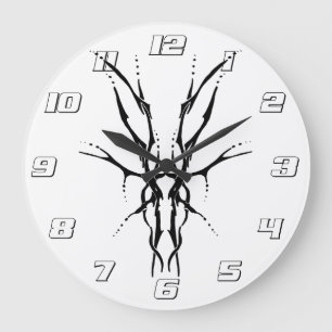 Grande Horloge Ronde Crâne de cerf tribal design pour les chasseurs de 