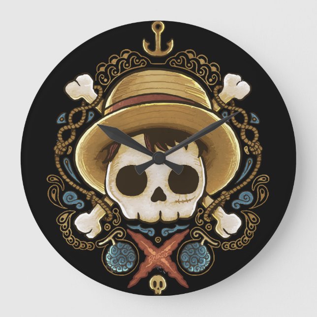 Grande Horloge Ronde Crâne de pirate (Recto)