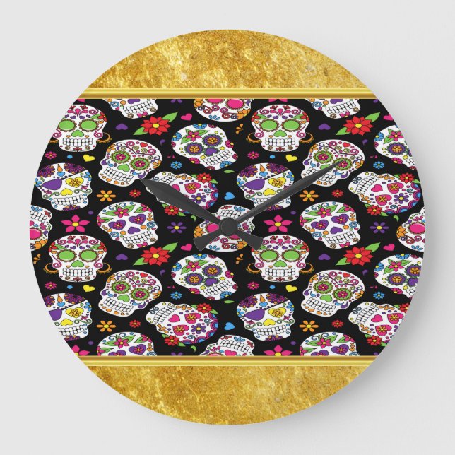 Grande Horloge Ronde Crâne de sucre Effrayant et effrayant bouillonneme (Recto)
