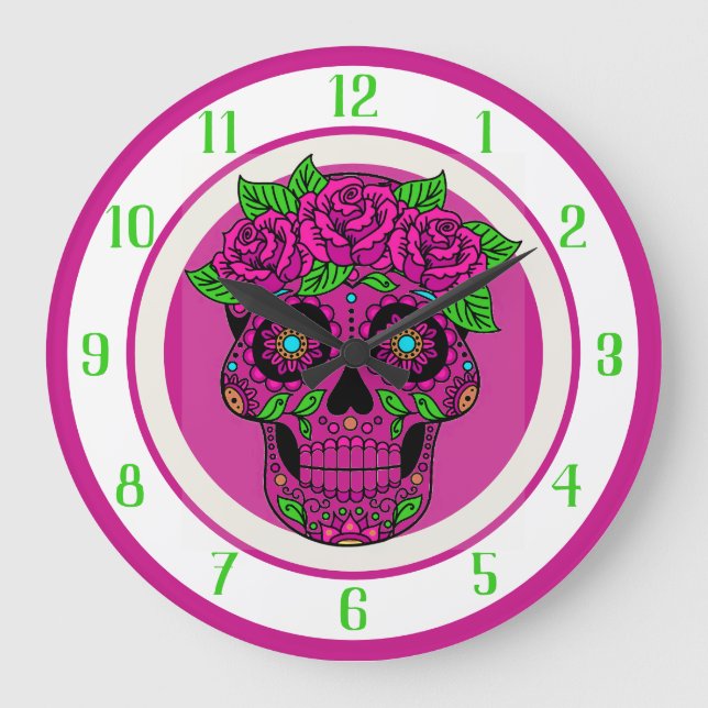 Grande Horloge Ronde Crâne décoratif (Recto)
