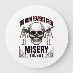 Grande Horloge Ronde Crâne d'Halloween Effrayant Créatif Vintage Histoi