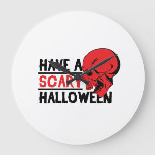 Grande Horloge Ronde Crâne d'Halloween - Passez un Halloween effrayant