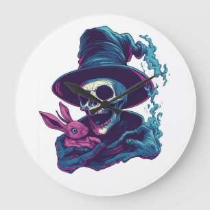 Grande Horloge Ronde Crâne Magique Drôle Abra-Cadabra Bones