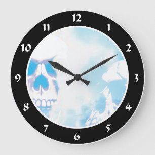 Grande Horloge Ronde Crânes dans les nuages
