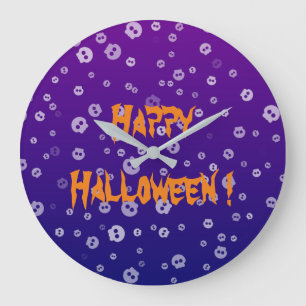 Grande Horloge Ronde Crânes d'Halloween