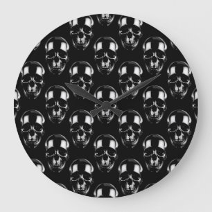 Grande Horloge Ronde Crânes noirs tombés